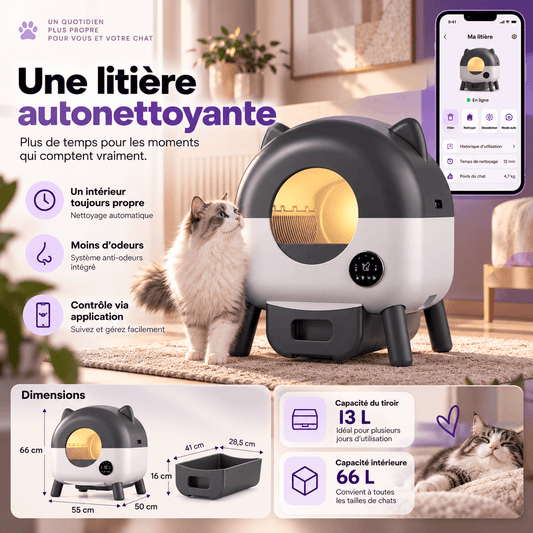 Litière pour chat autonettoyante 76 L – Pompon