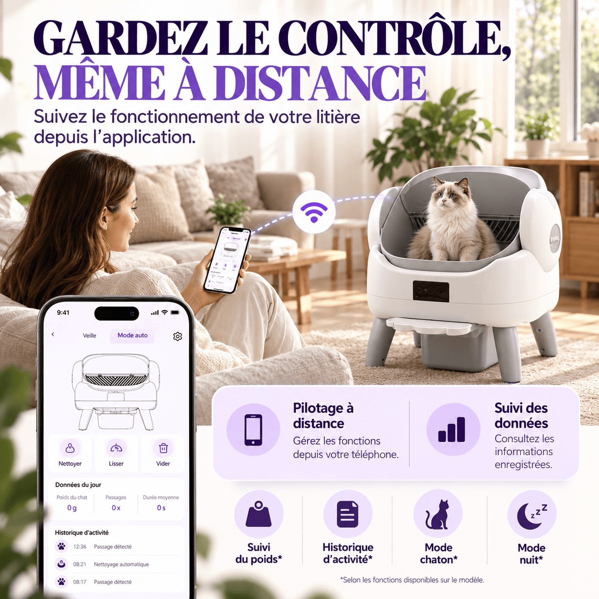 Litière automatique pour chat 72 L – Chouquette