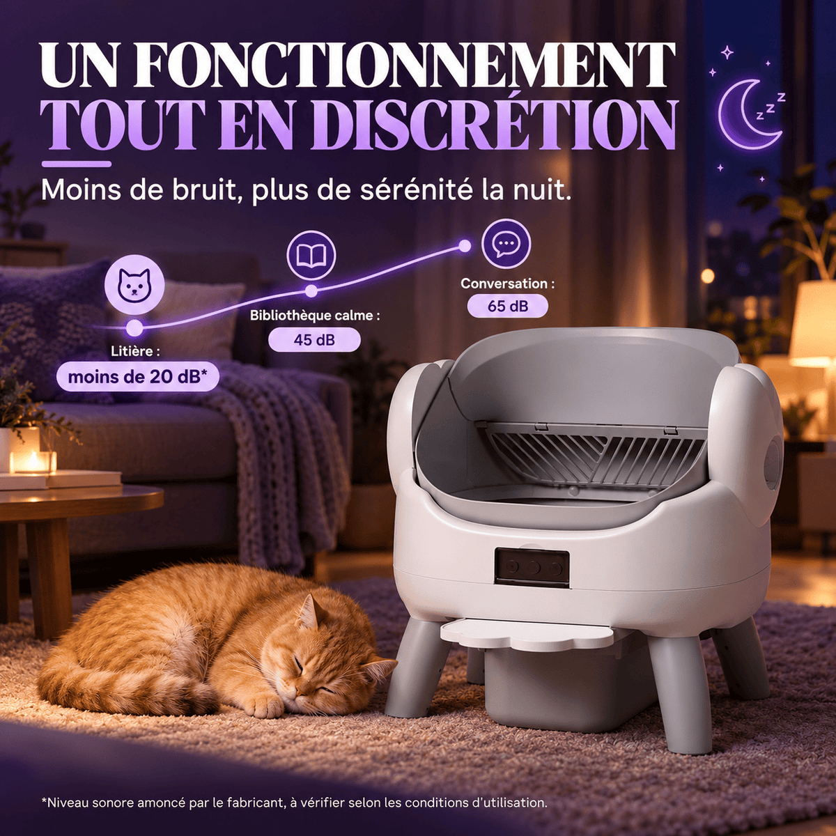 Litière automatique pour chat 72 L Chouquette | Kokouning
