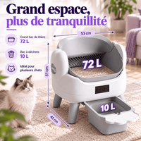 Litière automatique pour chat 72 L Chouquette | Kokouning