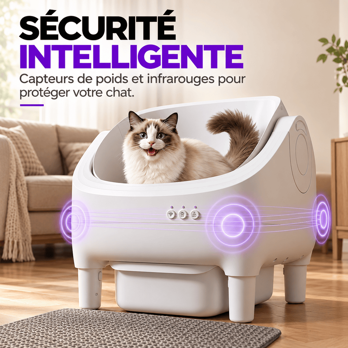 Litière autonettoyante pour chat compacte Noisette | Kokouning