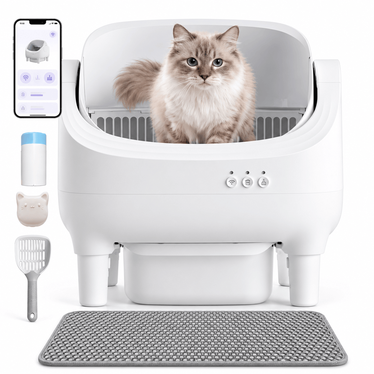 Litière autonettoyante pour chat compacte Noisette | Kokouning