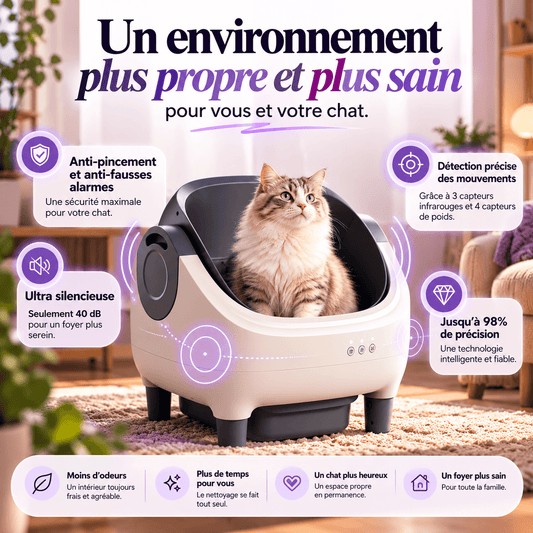 Litière chat automatique grand format 76 L – Caramel