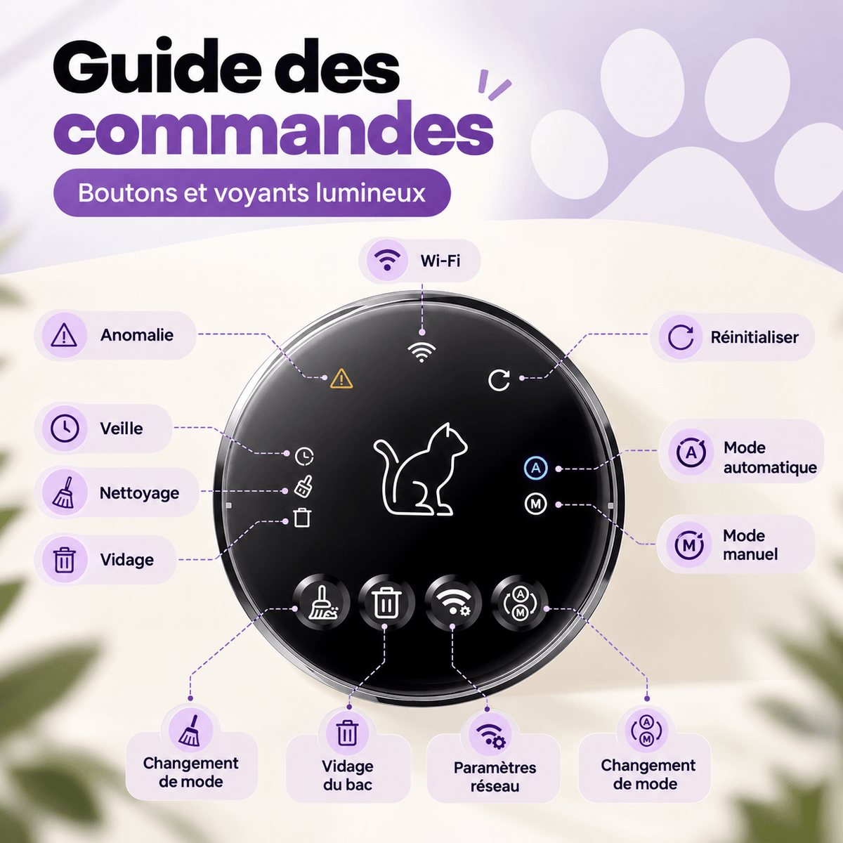 Litière pour chat autonettoyante 76 L Pompon | Kokouning