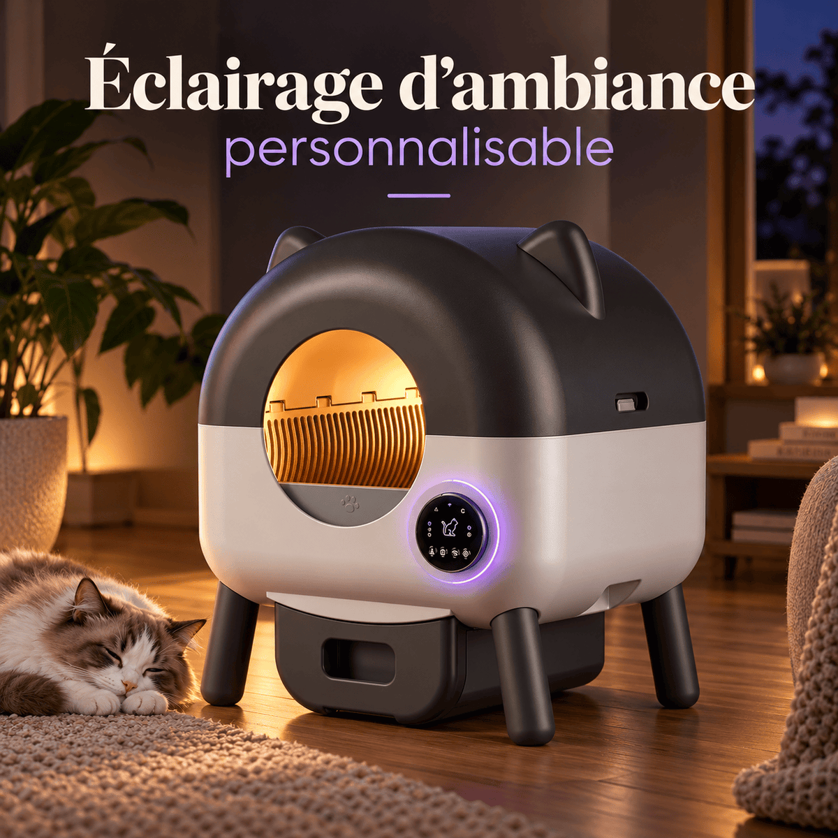 Litière pour chat autonettoyante 76 L Pompon | Kokouning